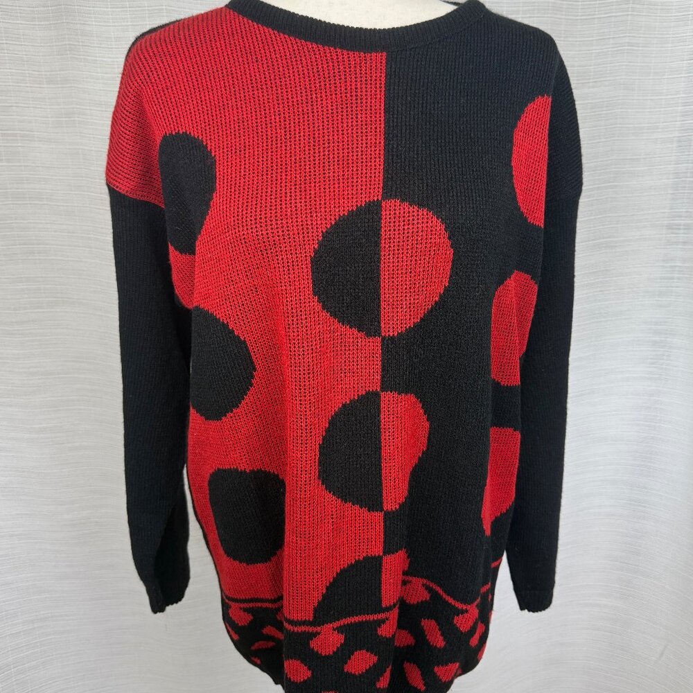 Funky red & black sweater from the 80s